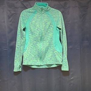 Blue/teal medium zip up sweatshirt with thumb holes